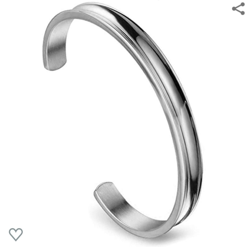Hair Band Grooved Bangle Bracelet in silver steel